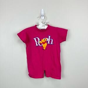 Vintage Winnie the Pooh Baby Girl Shortall Romper